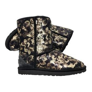 UGG Australia Sierra Sparkles Sequin Gold Camo 100% Wool Lining Calf Boot Size 8